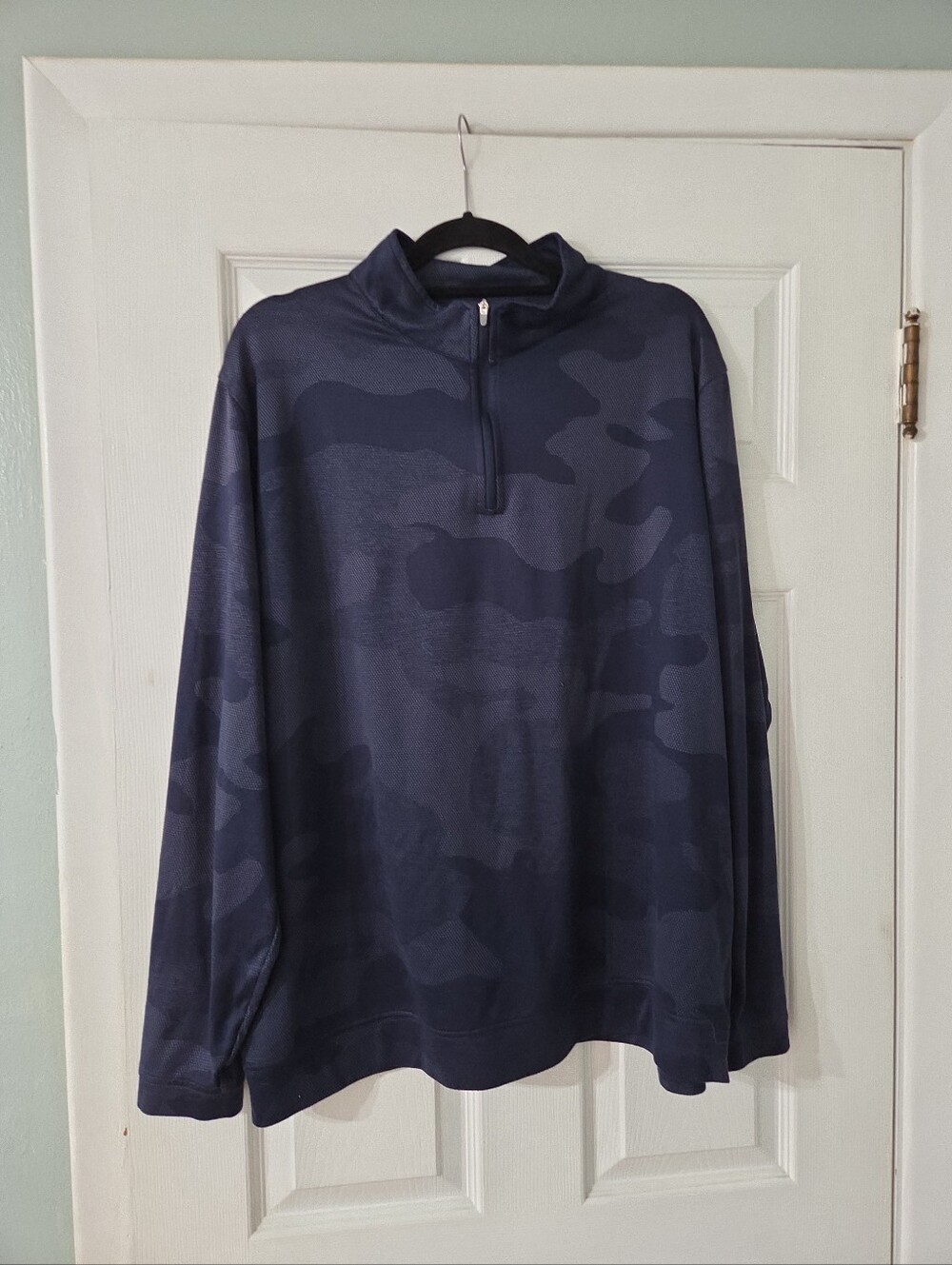 Peter Millar Perth Performance Men's Camo Half-Zip Pullover Sweater - Navy. L